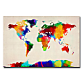 Trademark Global Sponge Painting World Map Gallery-Wrapped Canvas Print By Michael Tompsett, 22"H x 32"W