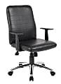 Boss Office Products Retro Vinyl Mid-Back Task Chair, With Arms, Black/Chrome 1 thumbnail image