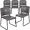 Flash Furniture HERCULES Series Full-Back Contoured Stack Chairs, Black/Gray, Set Of 5 Chairs 1 thumbnail image