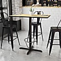 Flash Furniture Laminate Rectangular Table Top With Bar-Height Table Base And Foot Ring, 43-1/8"H x 24"W x 42"D, Natural/Black