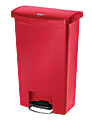 Rubbermaid® Slim Jim Rectangular Plastic Wastebasket, Step-On, 13 Gallons, Red