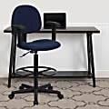 Flash Furniture Fabric Drafting Chair with Adjustable Arms (Cylinders: 22.5''-27''H or 26''-30.5''H), Navy/Black 1 thumbnail image