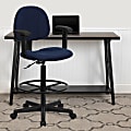 Flash Furniture Fabric Drafting Chair with Adjustable Arms (Cylinders: 22.5''-27''H or 26''-30.5''H), Navy/Black