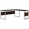 Bush Business Furniture Hybrid L-Shaped Corner Desk Table With Metal Legs, 72"W x 30"D, Black Walnut, Standard Delivery