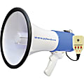 Pyle 50W Megaphone Bullhorn With Record/Siren/Talk Modes, 9-1/2”H x 9-1/4”W x 13-1/2”D, White/Blue