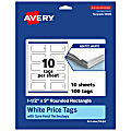 Avery® Print-To-The-Edge Price Tags With Sure Feed® Technology, 1-1/2"x3" Rectangle Rounded, Matte White, Pack Of 100, 95383MWT10 1 thumbnail image