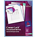 Avery® Corner Lock® Document Sleeves, 8-1/2" x 11", 20 Sheet Capacity, Assorted (Blue, Green, Purple), Pack Of 6