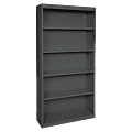 Lorell® Fortress Series Steel Modular Shelving Bookcase, 5-Shelf, 72"H x 34-1/2"W x 13"D, Black