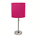 Creekwood Home Oslo Power Outlet Metal Table Lamp, 19-1/2"H, Pink Shade/Brushed Steel Base 1 thumbnail image