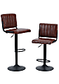 ALPHA HOME L-Shape Faux Leather Bar Stools With Backs, Brown/Black, Set Of 2 Stools
