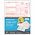 Office Depot® Brand 1099-INT Laser Tax Forms And Envelopes, 4-Part, 2-Up, 8-1/2" x 11", Pack Of 10 Form Sets, 61061023 1 thumbnail image