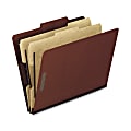 Oxford® Pressboard Classification Folders, Letter Size, 2" Expansion, 2 Dividers, Red, Box Of 10 1 thumbnail image
