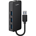 Belkin USB 3.0 Hub - 3xUSB Ports & Gigabit Ethernet - USB Docking Station - USB Adapter - USB Ethernet Adapter - USB - External - 3 USB Port(s) - 1 Network (RJ-45) Port(s) - 3 USB 3.0 Port(s) - PC, Mac