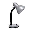 Creekwood Home Essentix Metal Desk Lamp With Flexible Gooseneck, 14-1/4"H, Silver Shade/Silver Base