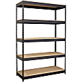 Lorell® 5-Shelf Riveted Steel Shelving, 72"H x 48"W x 18"D, Black 1 thumbnail image