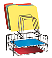 Fellowes® Double Tray With 6-Section Step File, 14"H x 13 7/8"W x 10 1/8"D, Black 1 thumbnail image