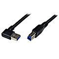 StarTech.com 1m Black SuperSpeed USB 3.0 Cable - Right Angle A to B - M/M - 3.28ft USB Data Transfer Cable for Notebook, Network Device, Printer, Modem, Hard Drive - First End: 1 x Type A Male USB - Second End: 1 x Type B Male USB - Shielding - Black