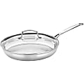 Conair 12" Stainless Steel Skillet w/ Glass Cover - 12" Diameter Skillet, Lid - Glass Lid, Stainless Steel, Aluminum - Oven Safe