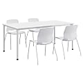 KFI Studios Dailey Table Set With 4 Sled Chairs, White 1 thumbnail image