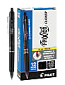 Pilot® FriXion® Clicker Erasable Gel Pens, Fine Point, 0.7 mm, Black Barrels, Black Ink, Pack Of 12