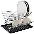 Gibson Home Fernsby 2-Tier Folding Dish Rack Set, 9-1/2”H x 15”W x 16-3/4”D, Black 1 thumbnail image