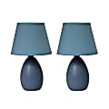 Simple Designs Mini Egg Oval Ceramic Table Lamp, 9-1/2"H, Blue, Set Of 2 Lamps