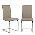Eurostyle Cinzia Dining Chairs, Taupe/Chrome, Set Of 2 Chairs