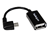StarTech.com 5in Right Angle Micro USB to USB OTG Host Adapter M/F - Angled Micro USB Male to USB A Female On-The-Go Host Cable Adapter (UUSBOTGRA) - USB adapter - USB (F) to Micro-USB Type B (M) - USB 2.0 OTG - 5 in - right-angled connector - black