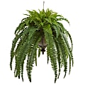 Nearly Natural Boston Fern 39”H Artificial Plant With Metal Hanging Bowl, 39”H x 33”W x 33”D, Green/Black 1 thumbnail image