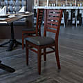 Flash Furniture Slat Back Restaurant Accent Chair, Black Seat/Walnut Frame