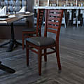 Flash Furniture Slat Back Restaurant Accent Chair, Black Seat/Walnut Frame 1 thumbnail image