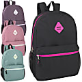 Trailmaker Solid Backpacks, Assorted Colors (Black, Pink, Lilac, Green), Pack Of 24 Backpacks