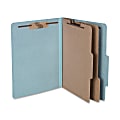 ACCO® Durable Pressboard Classification Folders, Letter Size, 3" Expansion, 2 Partitions, 60% Recycled, Sky Blue, Box Of 10