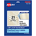 Avery® Pearlized Permanent Labels With Sure Feed®, 94061-PIP50, Oval Scalloped, 1-1/8" x 2-1/4", Ivory, Pack Of 1,050 Labels 1 thumbnail image