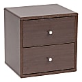 IRIS Wood 14"H 2-Drawer Cube Storage , Brown Oak