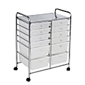 Honey Can Do Rolling Cart, 12 Drawers, 38” x 15-5/16”, White