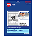Avery® Glossy Permanent Labels With Sure Feed®, 94204-CGF50, Rectangle, 1/2" x 1-3/4", Clear, Pack Of 3,000