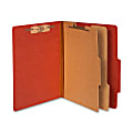 ACCO® Durable Pressboard Classification Folders, Letter Size, 3" Expansion, 2 Partitions, 60% Recycled, Earth Red, Box Of 10