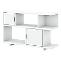 kathy ireland® Home by Bush Furniture Madison Avenue 30"H 2-Shelf Low Geometric Bookcase With Doors, Pure White, Standard Delivery