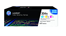 HP 304A Cyan, Magenta, Yellow Toner Cartridges, Pack Of 3, CF340A 1 thumbnail image