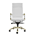 Eurostyle Gunar Pro Faux Leather High-Back Office Chair, White/Matte Brushed Gold