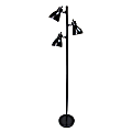 Creekwood Home Essentix 3-Light Metal Tree Floor Lamp, 64"H, Black Shades/Black Base