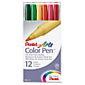 Pentel Arts Fine Point Color Pen Markers - Fine, Bold Marker Point - Assorted Water Based Ink - 12 / Set