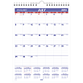 AT-A-GLANCE® Academic Monthly Wall Calendar, 8" x 11", 30% Recycled, Red/Blue, July 2018 to June 2019