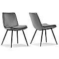 Glamour Home Avalon Faux Leather Dining Chairs With Metal Legs, Gray, Set Of 2 Chairs