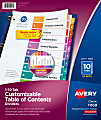 Avery® Ready Index® 1-10 Tab Binder Dividers With Customizable Table Of Contents, 8-1/2" x 11", 10 Tab, White/Multicolor, Box Of 24 Sets 1 thumbnail image