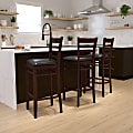 Flash Furniture Wooden/Vinyl Restaurant Barstool With Ladder Back, Black/Walnut