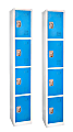 Alpine AdirOffice 4-Tier Steel Lockers, 72"H x 12"W x 12"D, Blue, Pack Of 2 Lockers