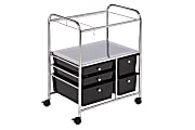 Honey-Can-Do 5-Drawer Plastic/Steel Hanging File Rolling Office Cart, 38 1/2"H x 21 1/2"W x 15 1/4"D, Chrome/Black 1 thumbnail image