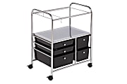 Honey-Can-Do 5-Drawer Plastic/Steel Hanging File Rolling Office Cart, 38 1/2"H x 21 1/2"W x 15 1/4"D, Chrome/Black